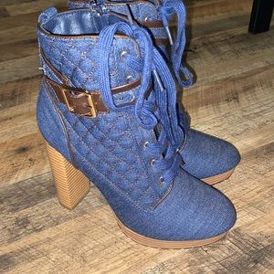 Women blue Jean boots